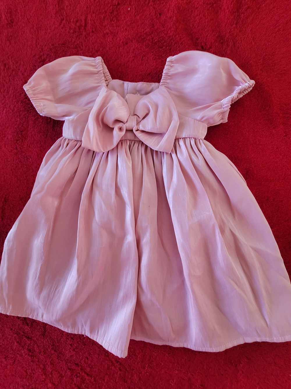 Biscotti Light Pink Puff Sleeve Bow Dress